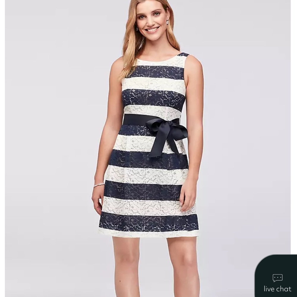 Elegant Navy and White Striped Dress by Robbie Bee